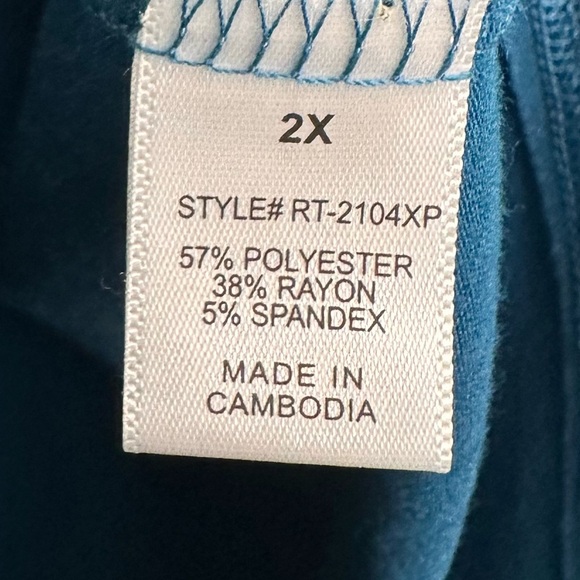 NWT Zenana Premium Teal V-Neck Short Sleeve Tee Size 2X - Picture 5 of 5